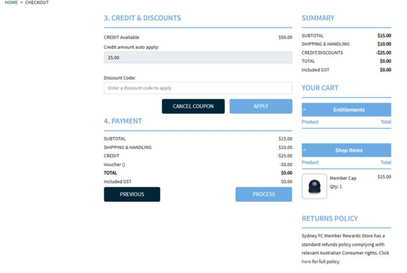 Credit coming out checkout